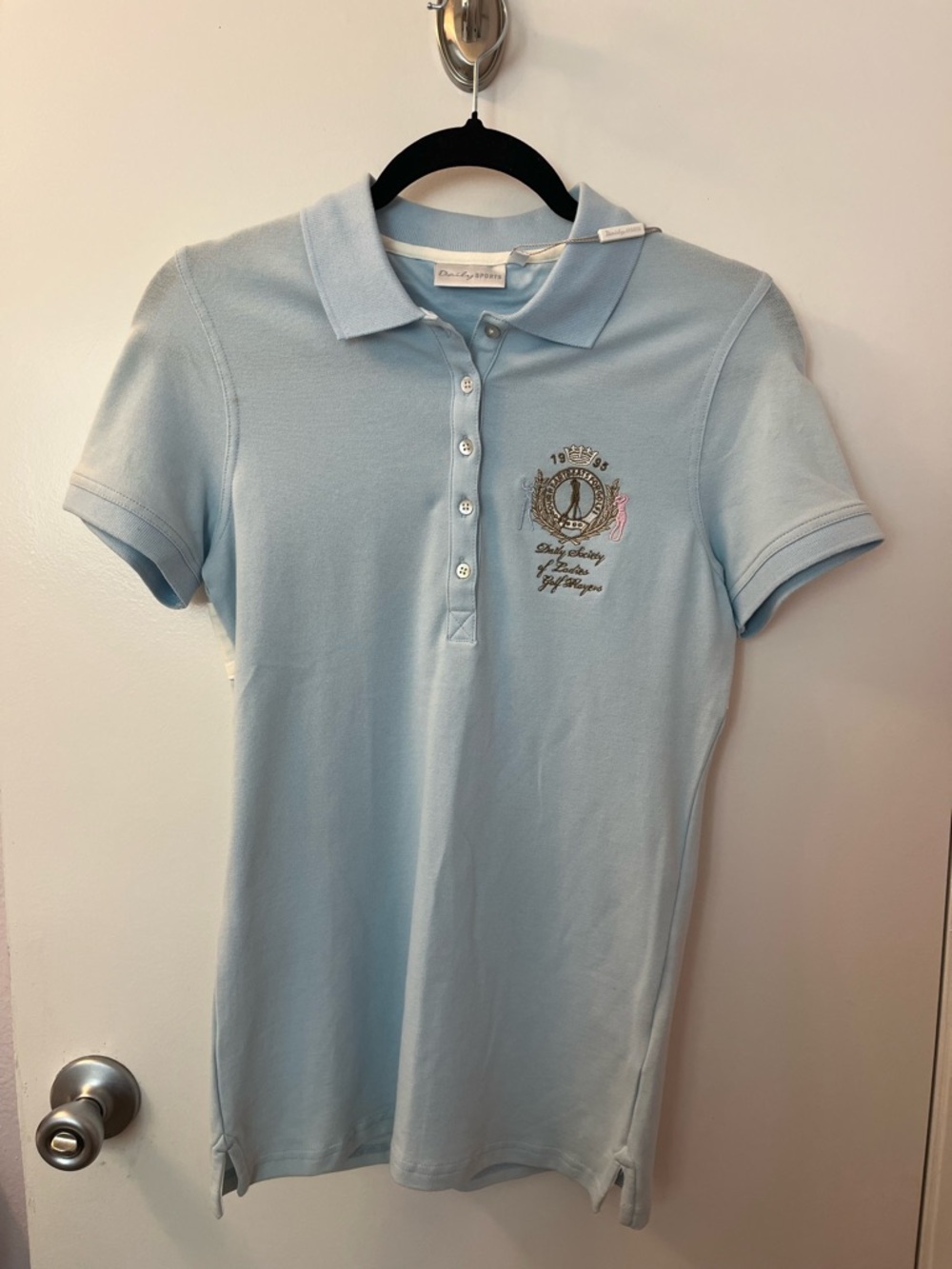 Daily Sports Pale Blue Polo Shirt with Embroidered Crest/PTP 17-19/L 26-27